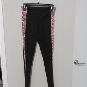 Victoria Sport Leggings Black Pink Snake Side Stripe Workout Activewear Pants